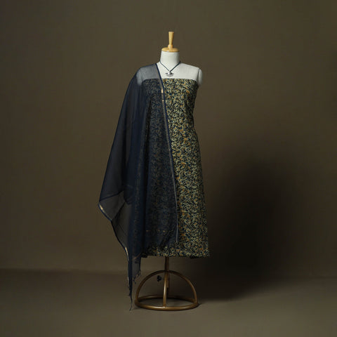 Pedana kalamkari hand block print natural dyed cotton 2pc