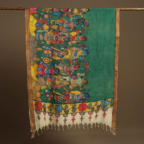 Pen Work Chanderi Silk Handpainted Kalamkari Dupatta