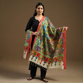 Pen Work Chanderi Silk Handpainted Kalamkari Dupatta