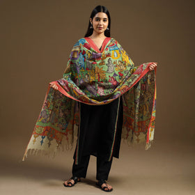 Pen Work Chanderi Silk Handpainted Kalamkari Dupatta