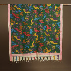 Pen Work Mangalagiri Cotton Handpainted Kalamkari Dupatta