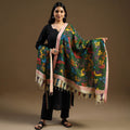 Pen Work Mangalagiri Cotton Handpainted Kalamkari Dupatta