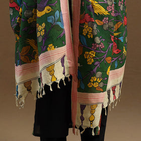 Pen Work Mangalagiri Cotton Handpainted Kalamkari Dupatta