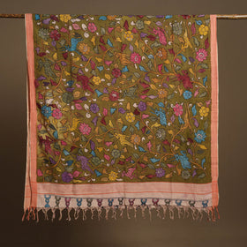Pen Work Mangalagiri Cotton Handpainted Kalamkari Dupatta