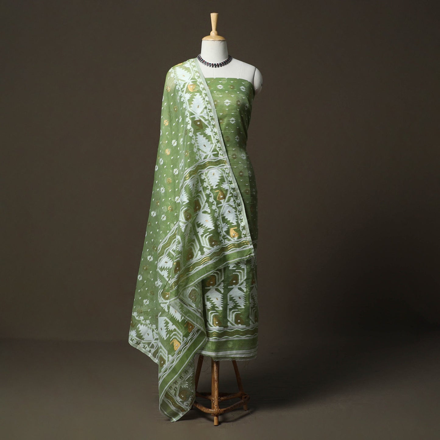 Phulia jamdani silk cotton 2pc unstitched dress material 09