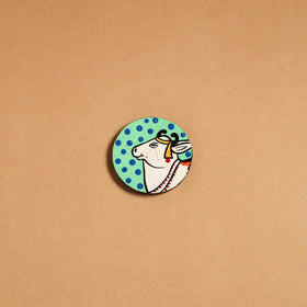 Green - pichwai handpainted wooden fridge magnet 34