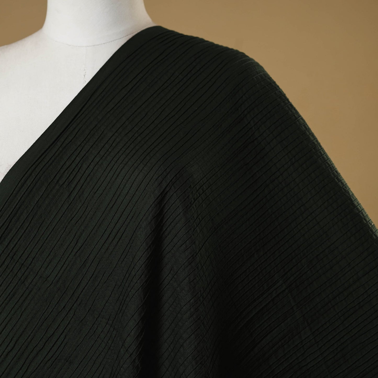 Black - pintuck plain cotton fabric 04 - handcrafted