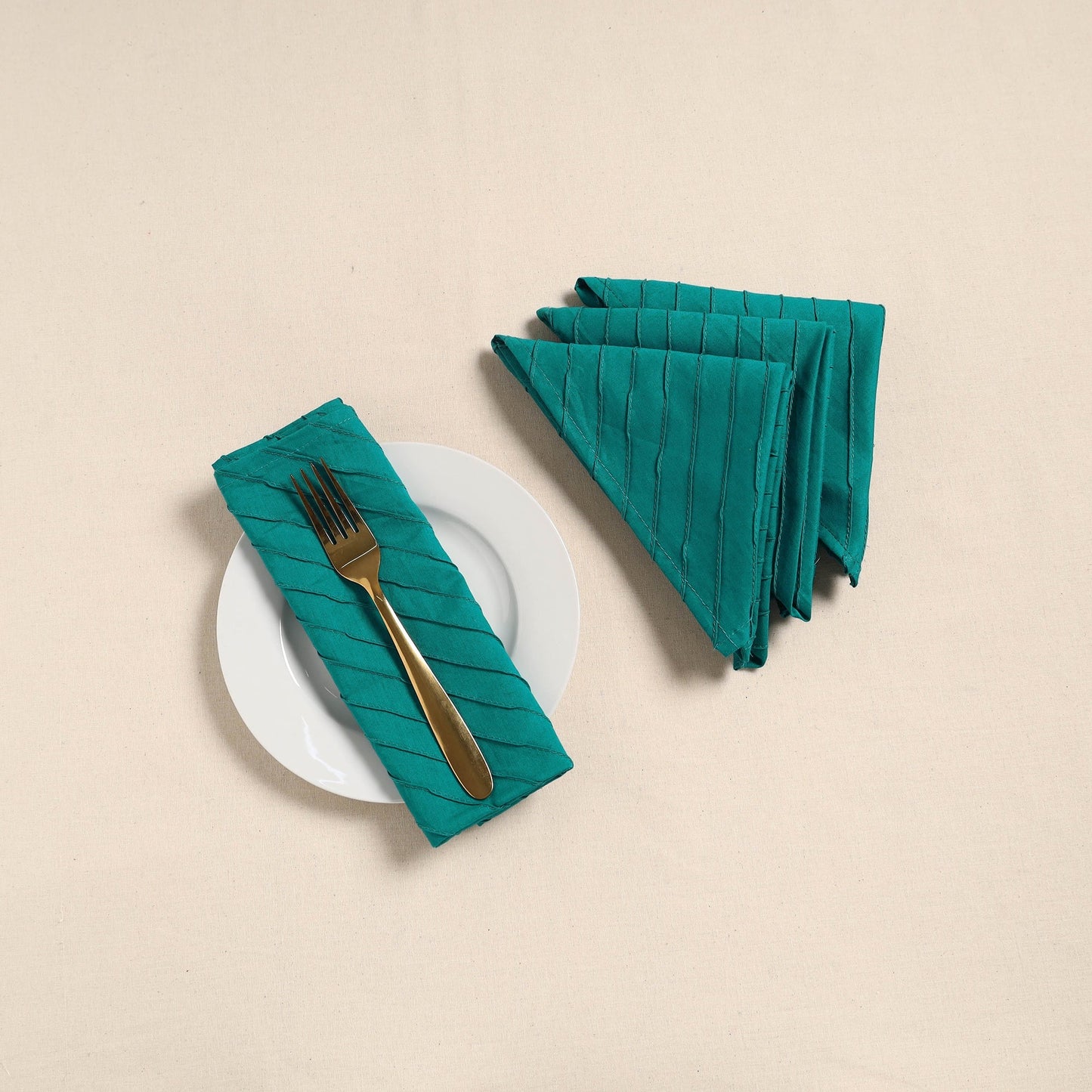 Pintuck plain table napkin (set of 4) 08 - handcrafted