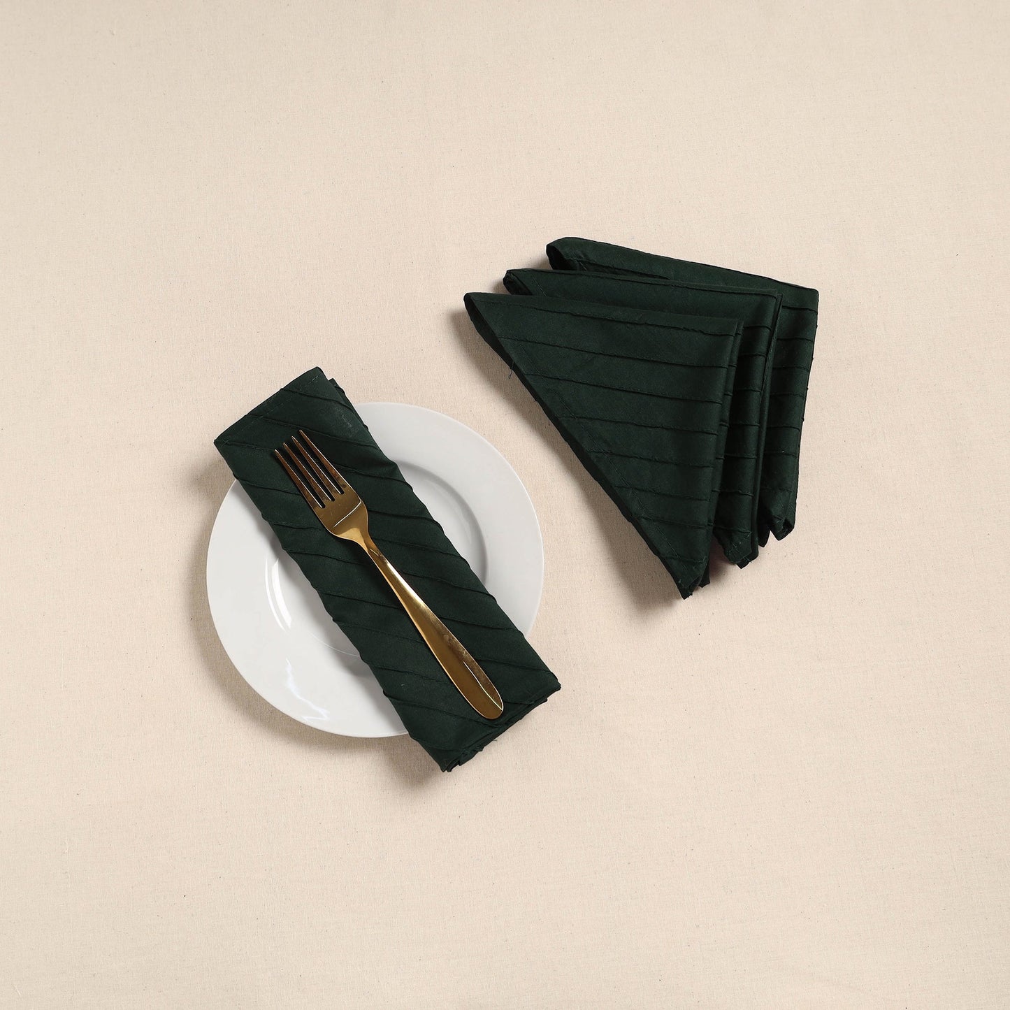 Pintuck plain table napkin (set of 4) 09 - handcrafted