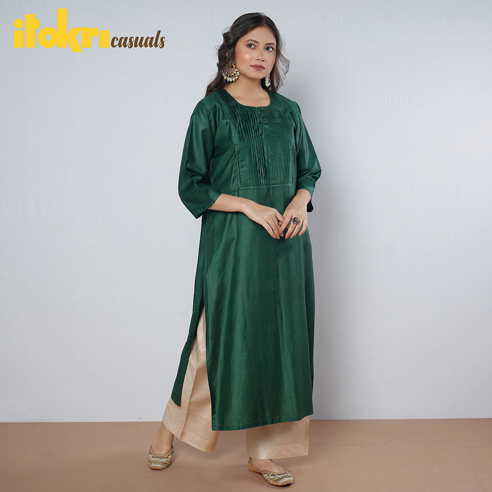 Buy iTokri Casuals - Tussar Silk Long Kurta for Women