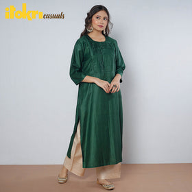 Buy iTokri Casuals - Tussar Silk Long Kurta for Women