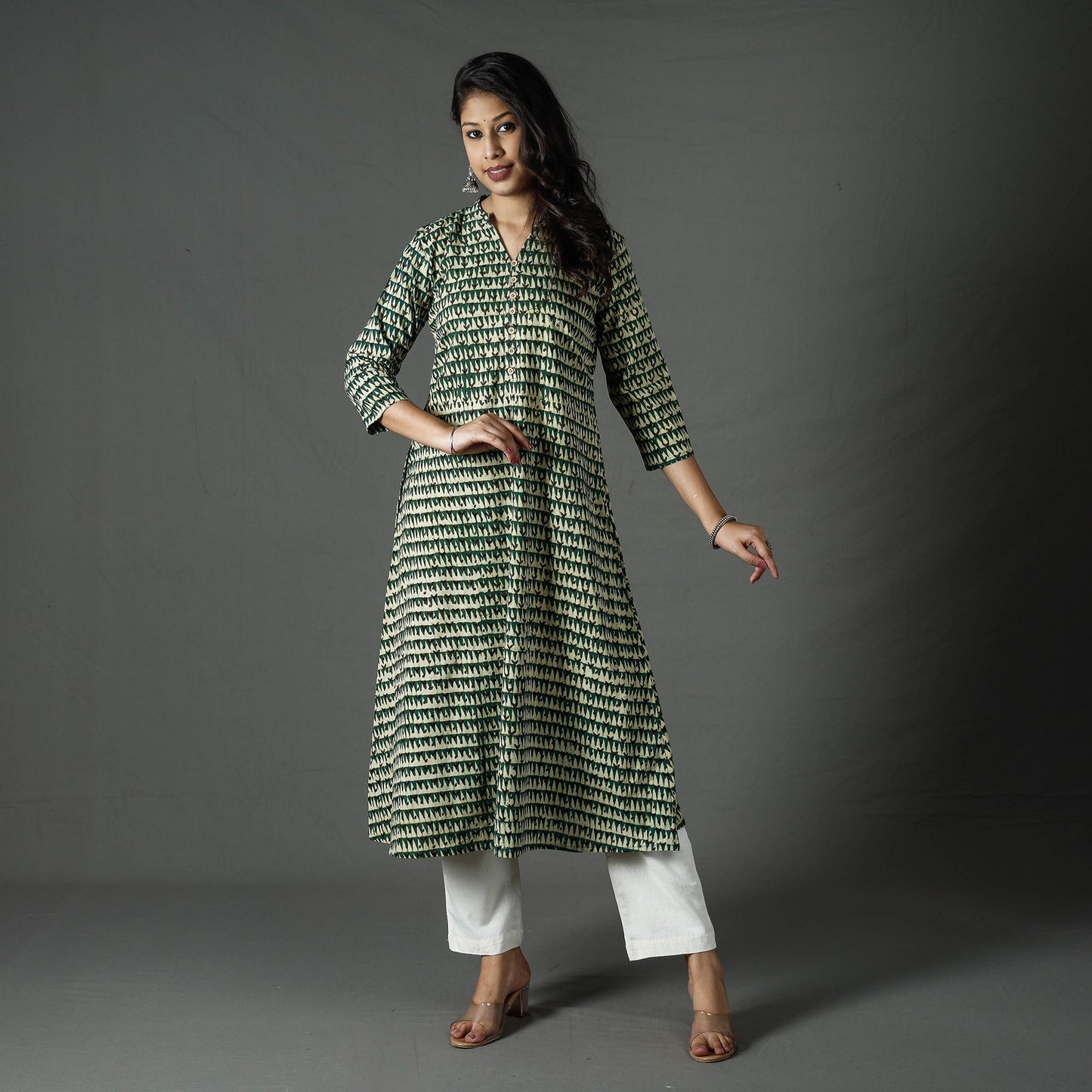 Buy Pipad Block Printed Cotton Long Kurta for Women