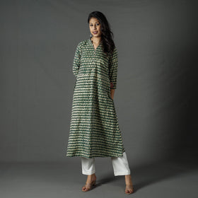 Buy Pipad Block Printed Cotton Long Kurta for Women