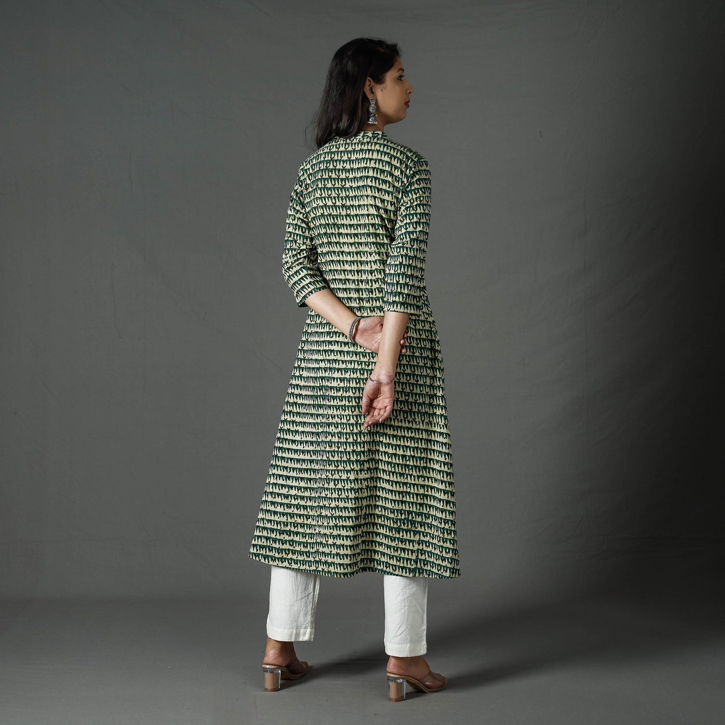 Buy Pipad Block Printed Cotton Long Kurta for Women