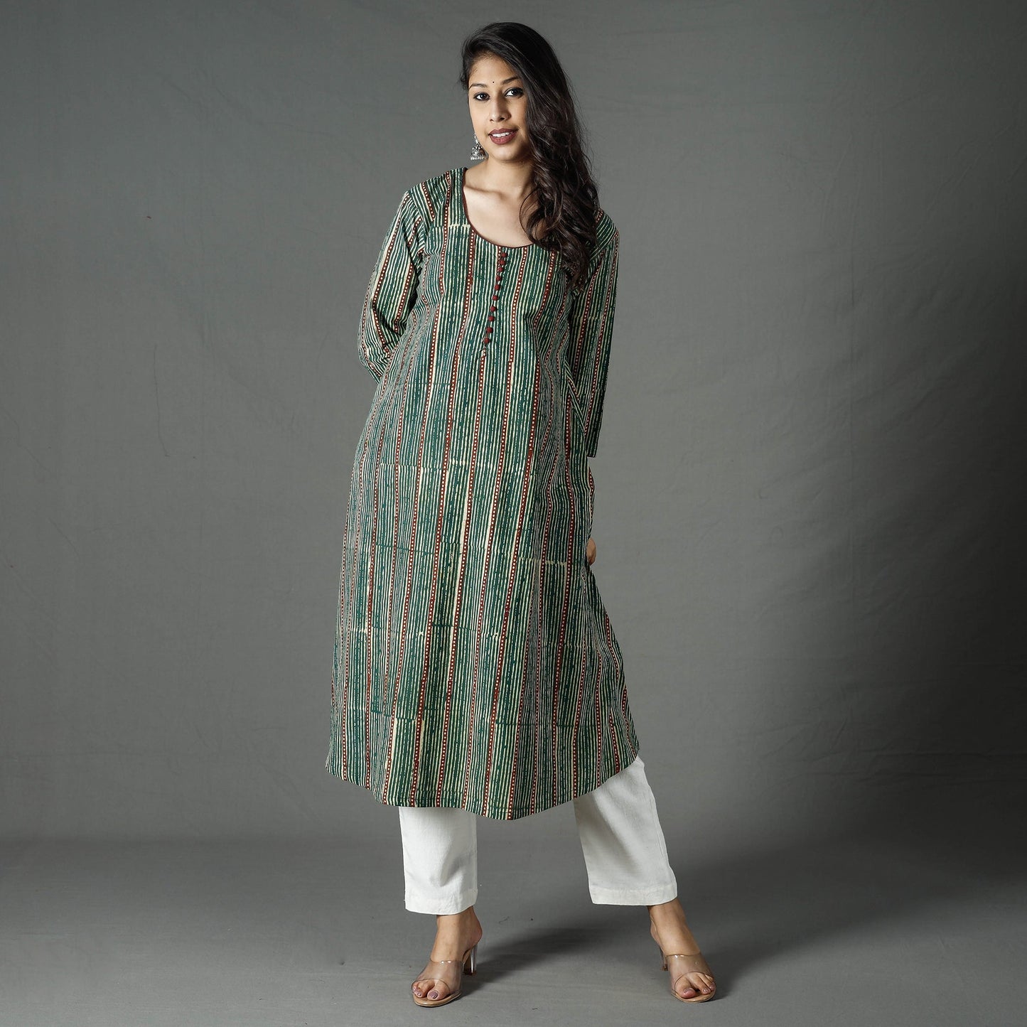  Pipad Block Printed Cotton Long kurta for Women