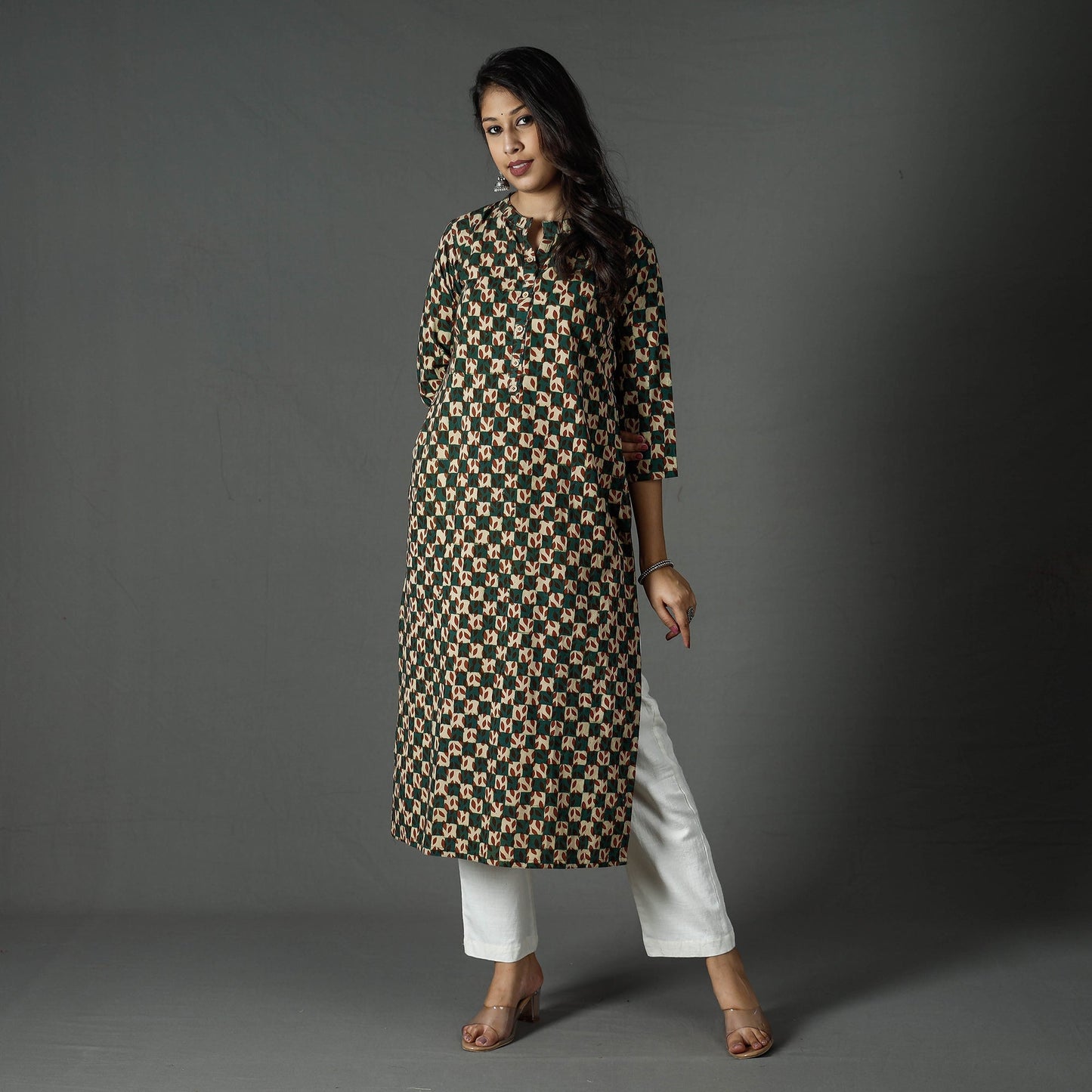 Buy Pipad Block Printed Cotton Long Kurta Online at iTokri.com