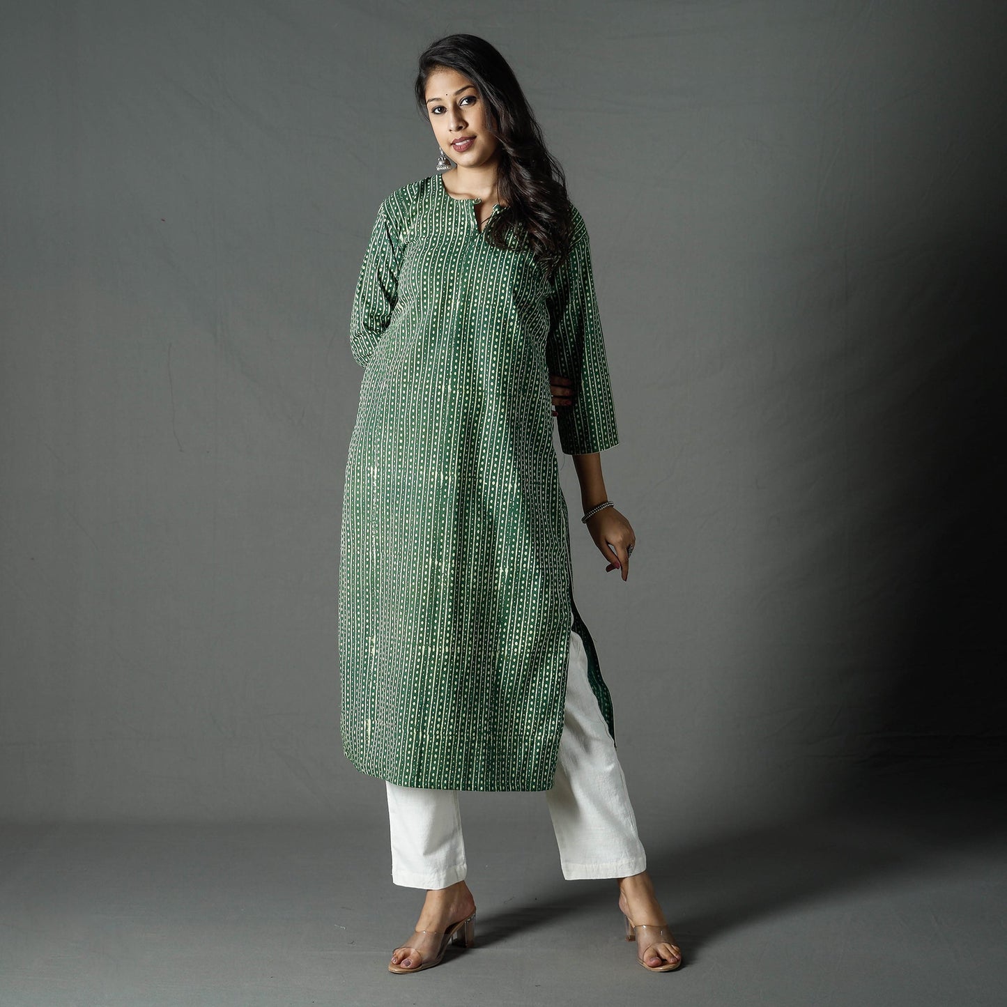  Pipad Block Printed Cotton Long Kurta for Women