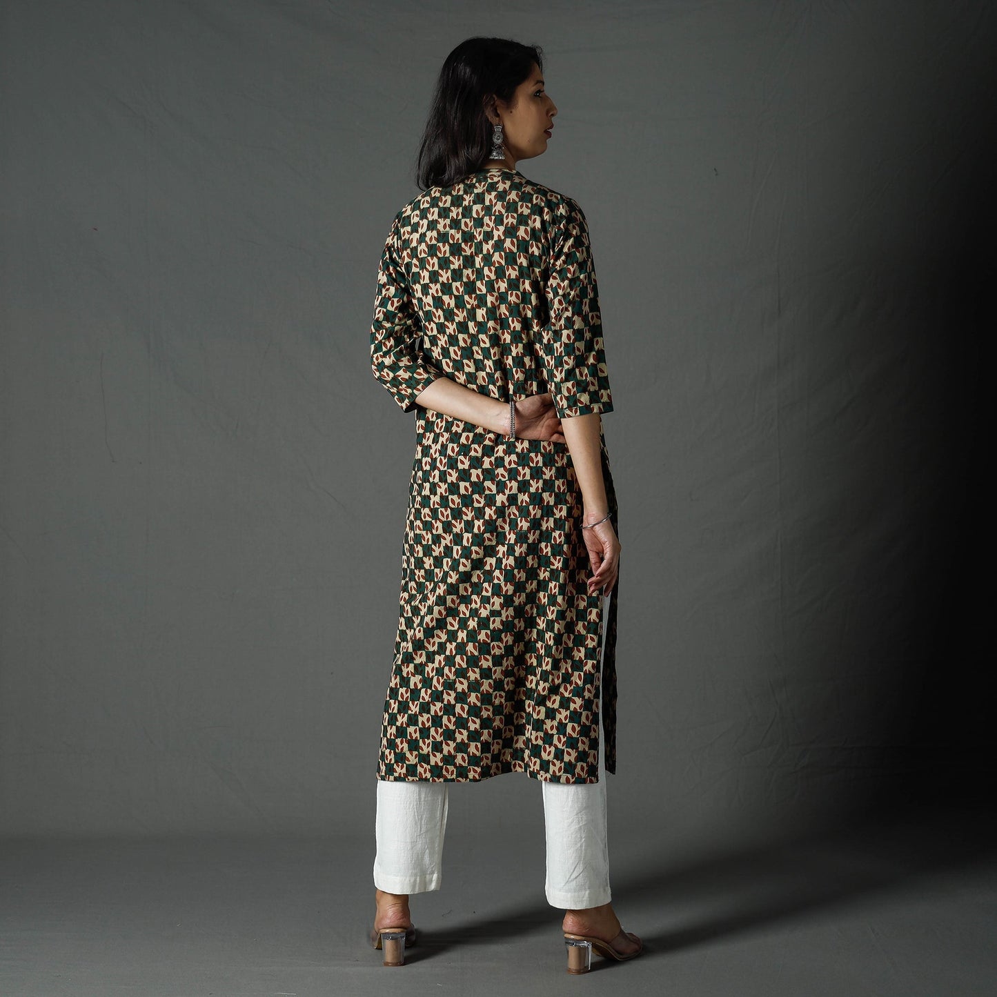 Buy Pipad Block Printed Cotton Long Kurta Online at iTokri.com