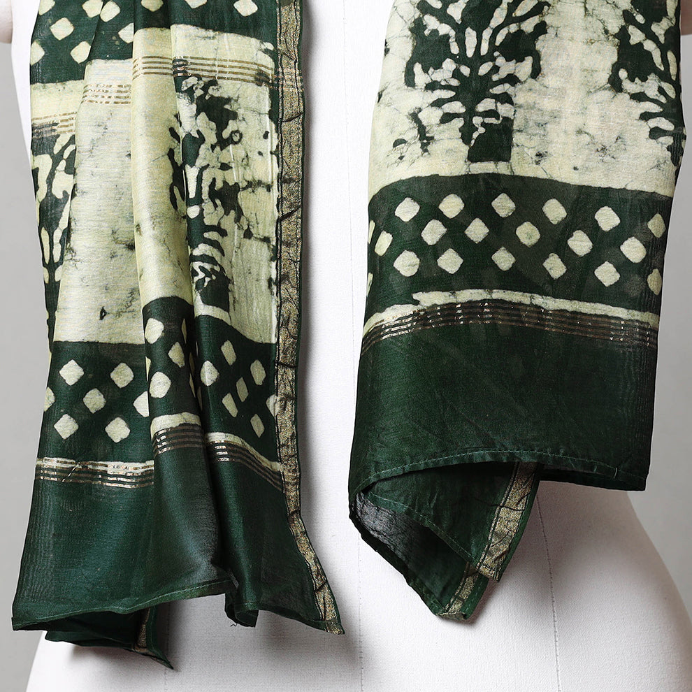  Pipad Block Printed Chanderi Silk Handloom Stole 