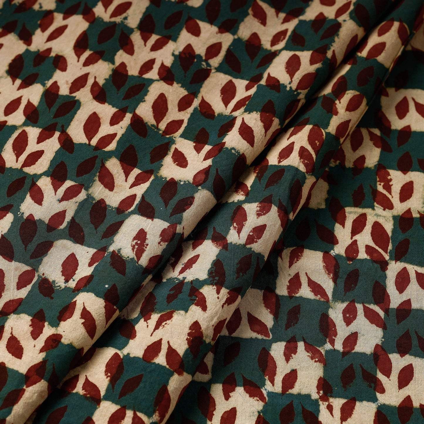 Green - pipad printed cotton fabric - handcrafted