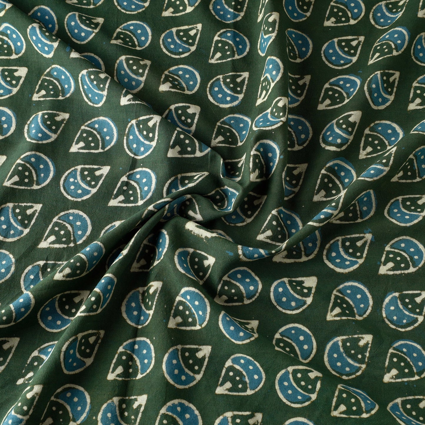 Green - pipad printed cotton fabric - handcrafted