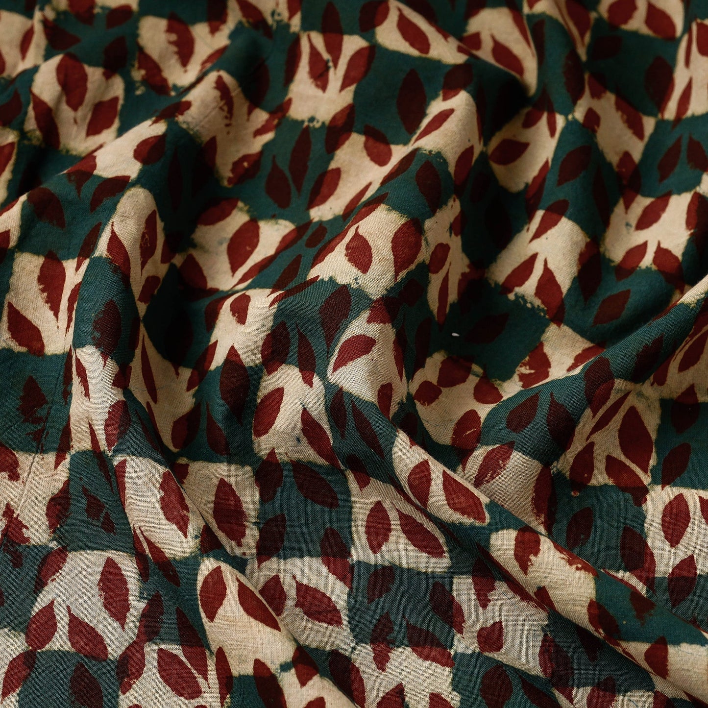 Green - pipad printed cotton fabric - handcrafted