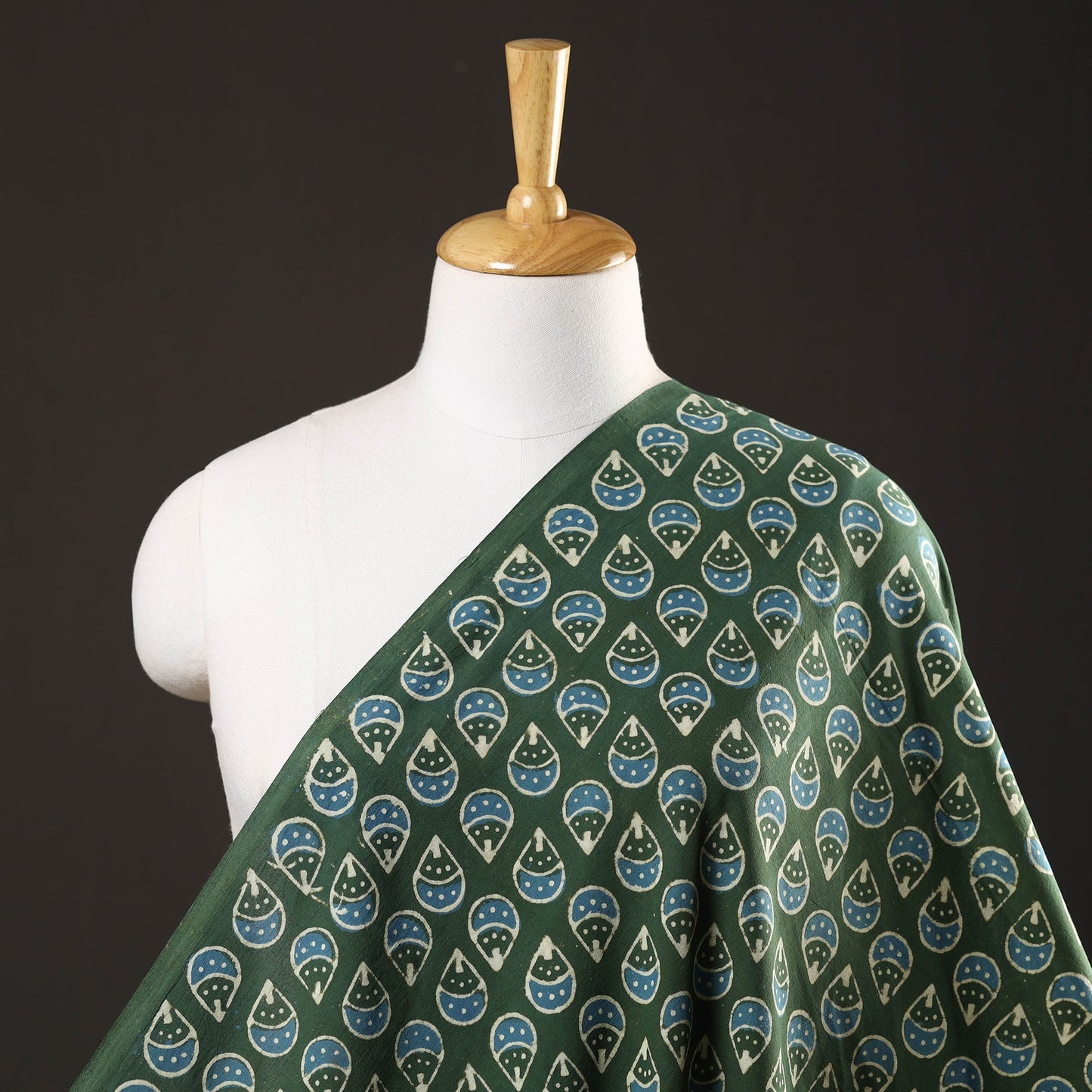 Green - pipad printed cotton fabric - handcrafted