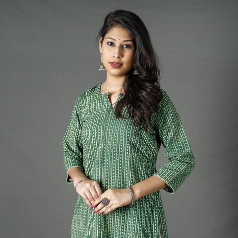 Pipad Block Printed Cotton Long Kurta for Women