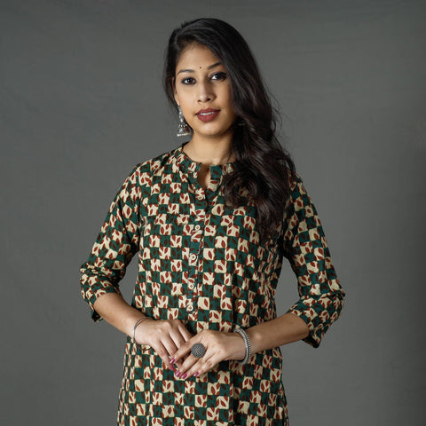 Buy Pipad Block Printed Cotton Long Kurta Online at iTokri.com