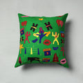 Green  Pipli Applique Work Cotton Cushion Cover