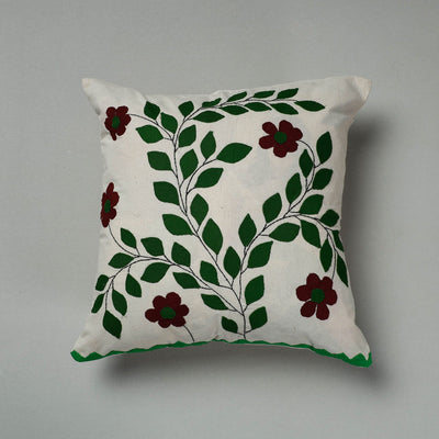 Green Pipli Applique Work Cotton Cushion Cover 