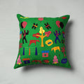Green Pipli Applique Work Cotton Cushion Cover