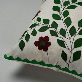 Green Pipli Applique Work Cotton Cushion Cover 