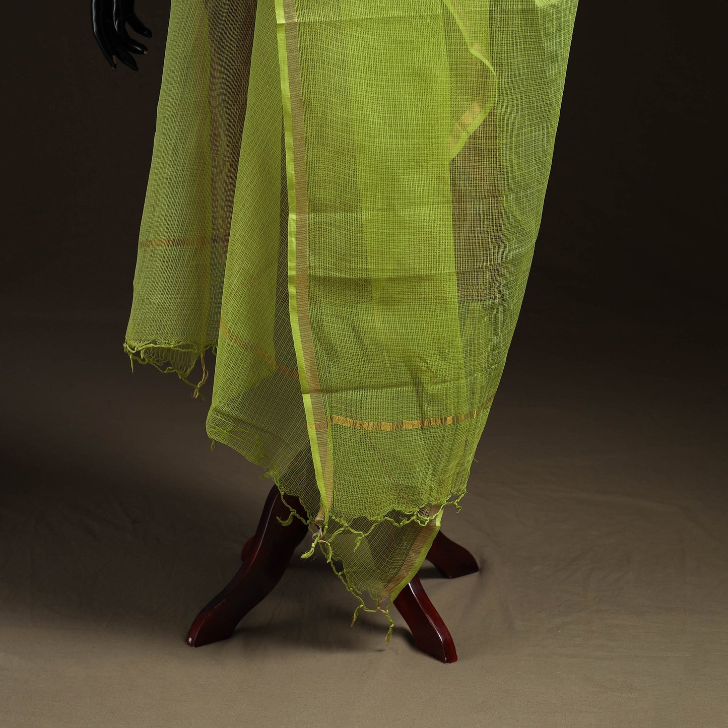 Plain cotton kota doria dupatta 03 - handcrafted