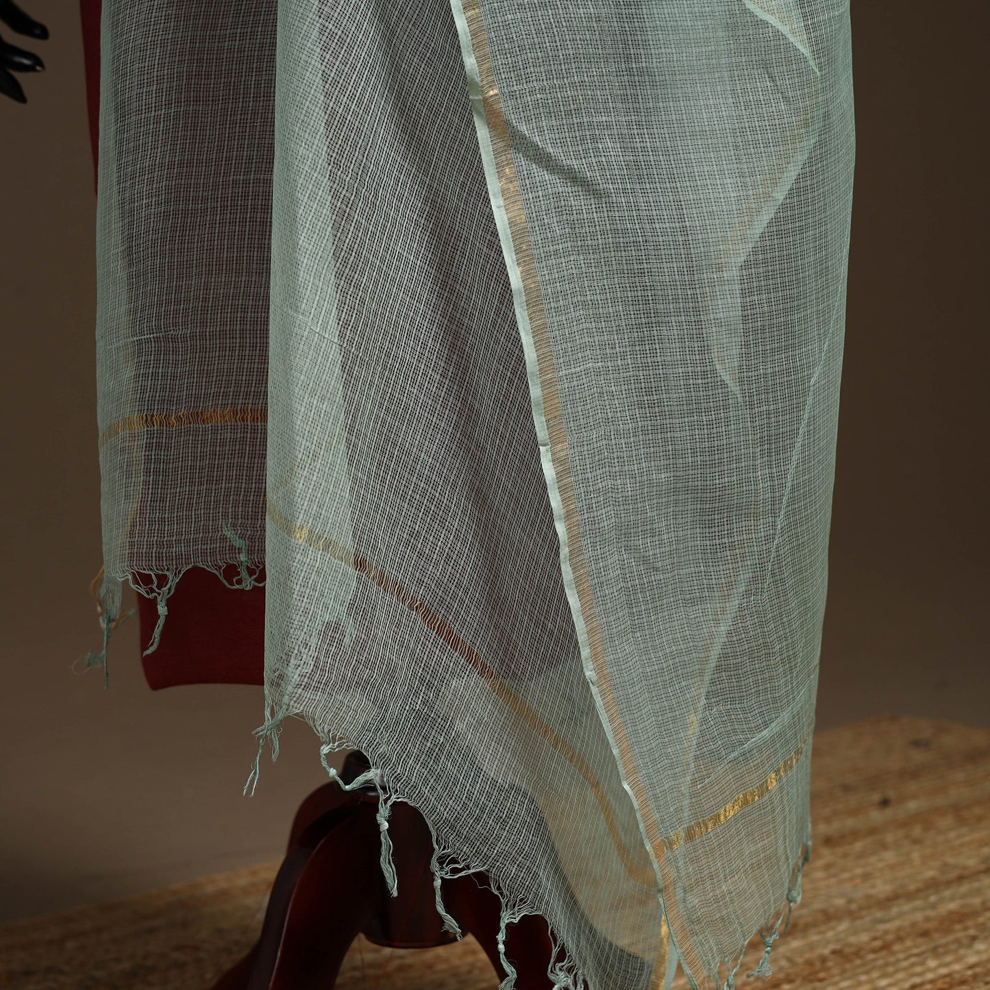 Plain cotton kota doria dupatta 17 - handcrafted