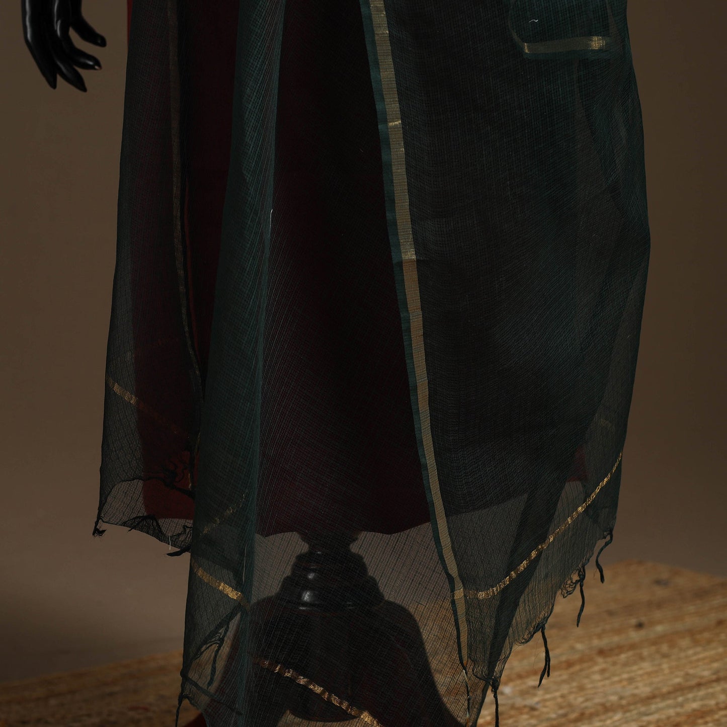 Plain cotton kota doria dupatta 26 - handcrafted