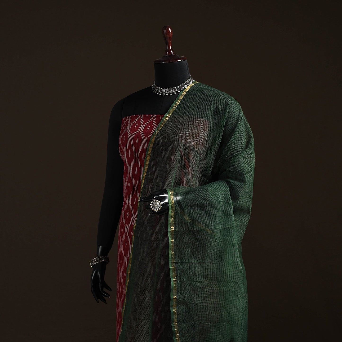 Plain cotton kota doria dupatta 46 - handcrafted
