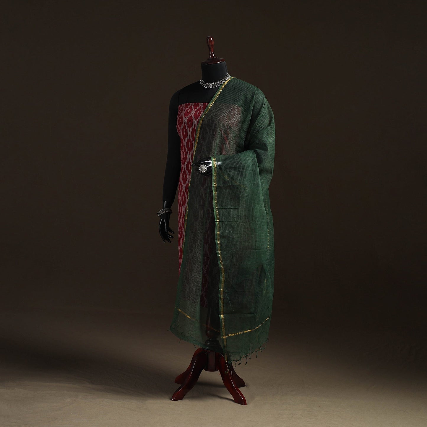 Plain cotton kota doria dupatta 46 - handcrafted