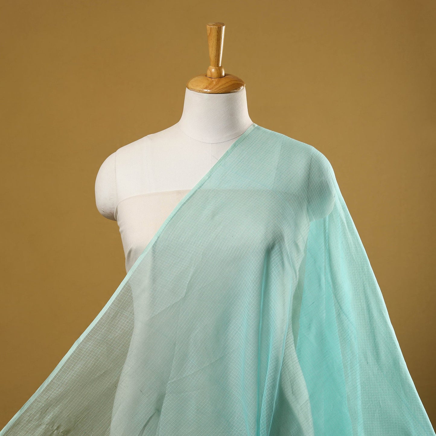 Green Plain Cotton Kota Doria Fabric 