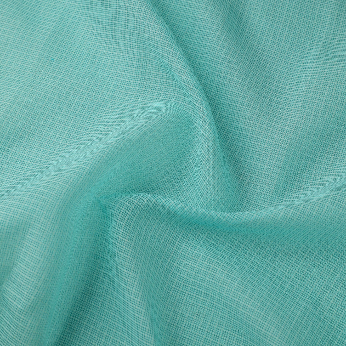 Green Plain Cotton Kota Doria Fabric 