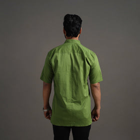 Green - Plain Cotton Men Half Sleeve Shirt 04