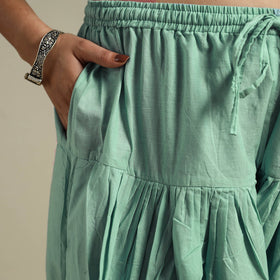 Green Plain Cotton Women Salwar