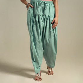 Green Plain Cotton Women Salwar