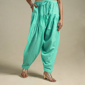 Green Plain Cotton Women Salwar
