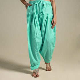 Green Plain Cotton Women Salwar