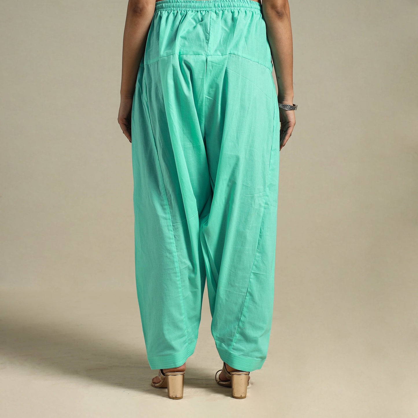 Green Plain Cotton Women Salwar