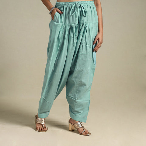 Green Plain Cotton Women Salwar