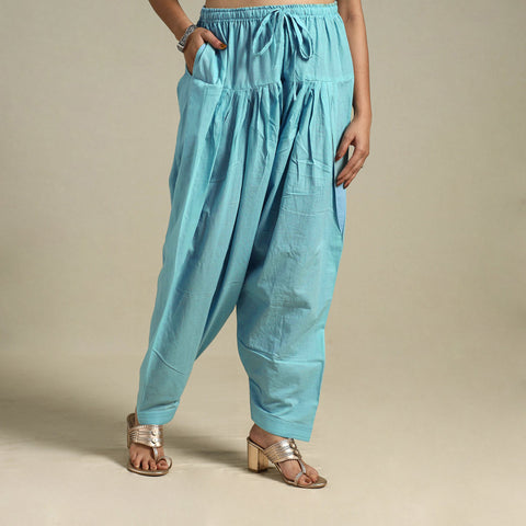 Sky Blue - Plain Cotton Women Salwar 17