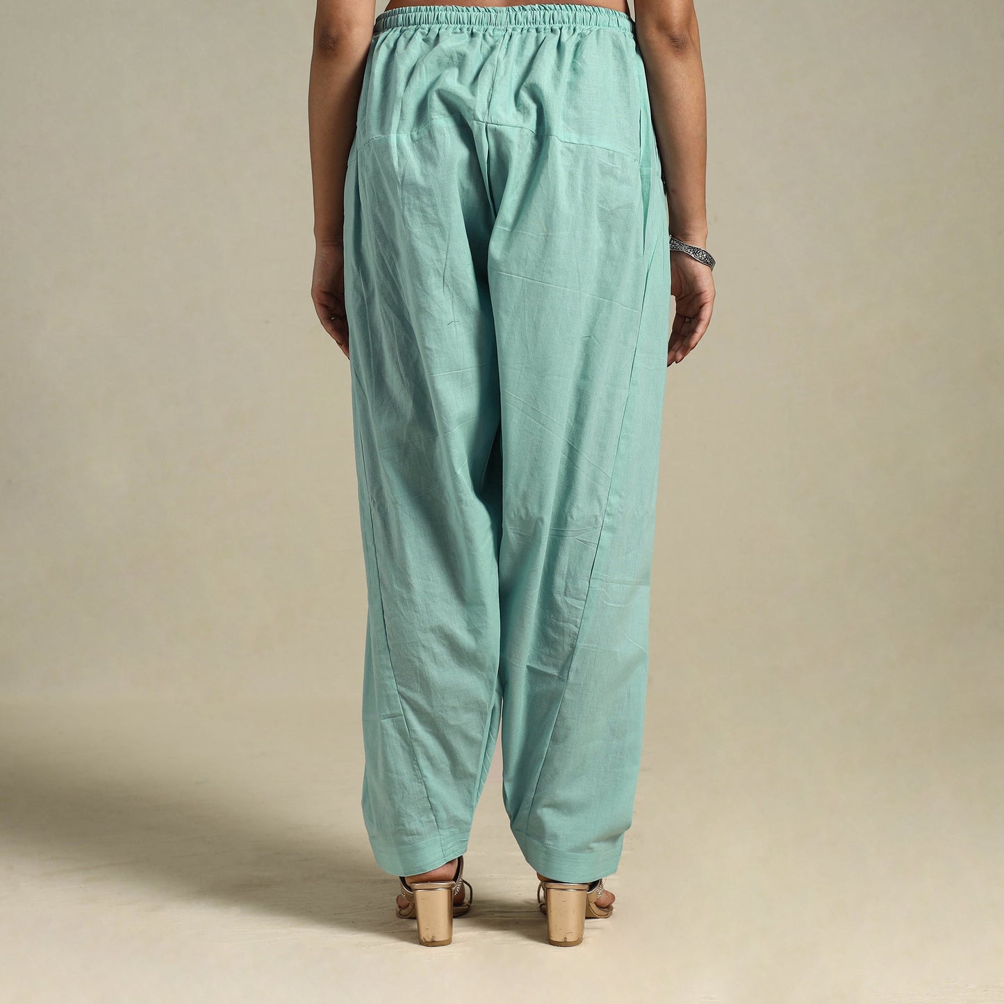 Green Plain Cotton Women Salwar