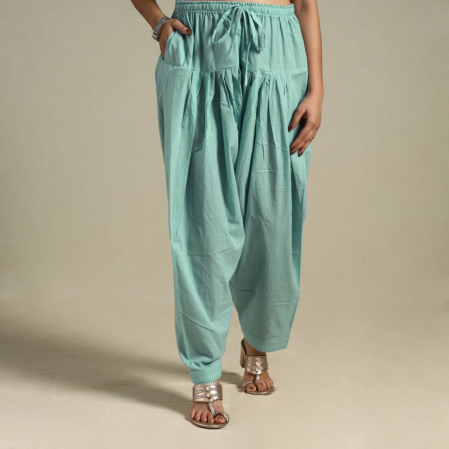 Green Plain Cotton Women Salwar